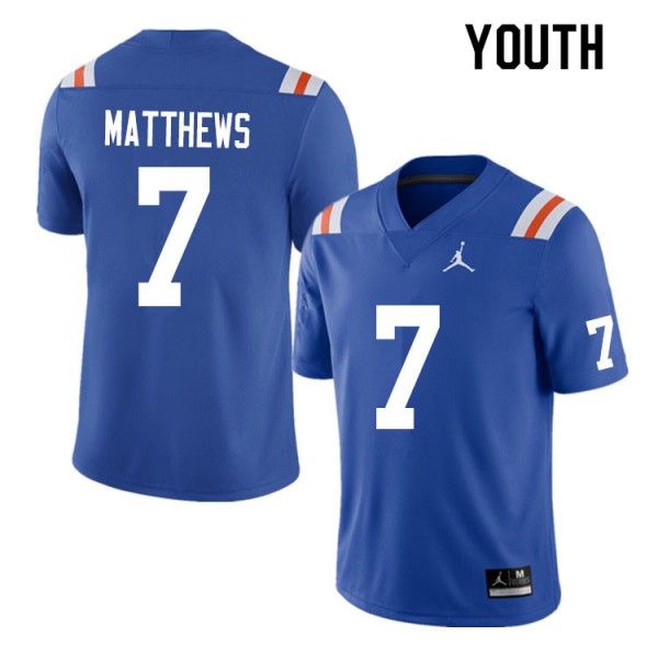 Youth #7 Luke Matthews Florida Gators College Football Jerseys Throwback